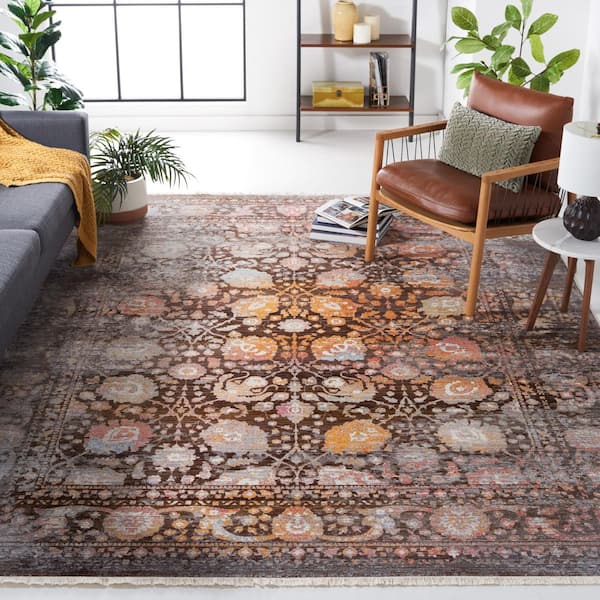 Vintage Persian 9 ft. x 12 ft. Brown/Multi Distressed Oriental Area Rug