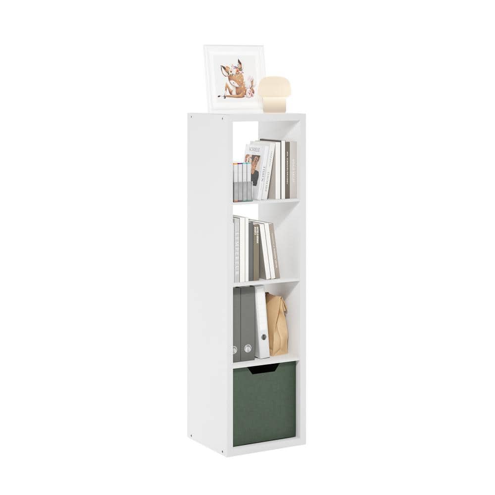 White Composite Wood 4-Cube Vertical Storage Organizer