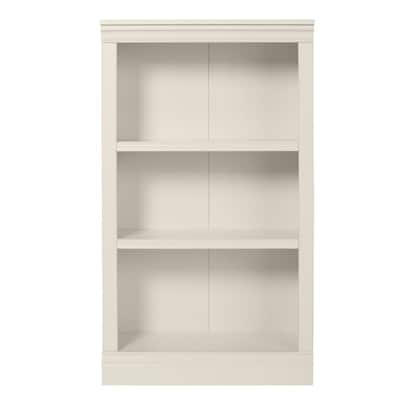 43 in. White Wood 3-Shelf Classic Bookcase with Adjustable Shelves