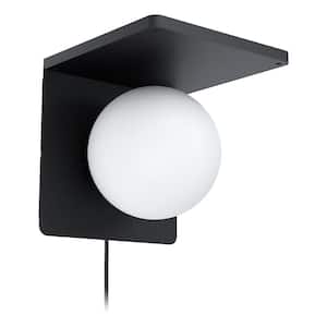 Ciglie 1-Light Black Wall Sconce with Opal Glass