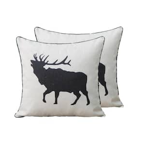 Color Black Cottage Icons 18 in. x 18 in. Throw Pillow  (Set of 2)