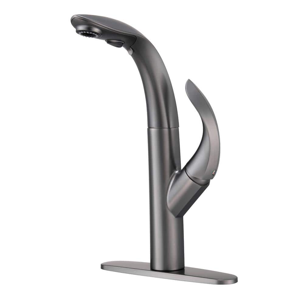 Retro Tulip High Arc Kitchen Faucet with Pull Down Sprayer in Gray (Deckplate Included) price history on PriceWatchPro
