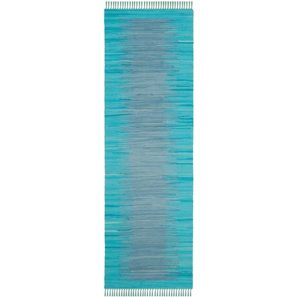 SAFAVIEH Montauk Turquoise 2 ft. x 7 ft. Solid Runner Rug