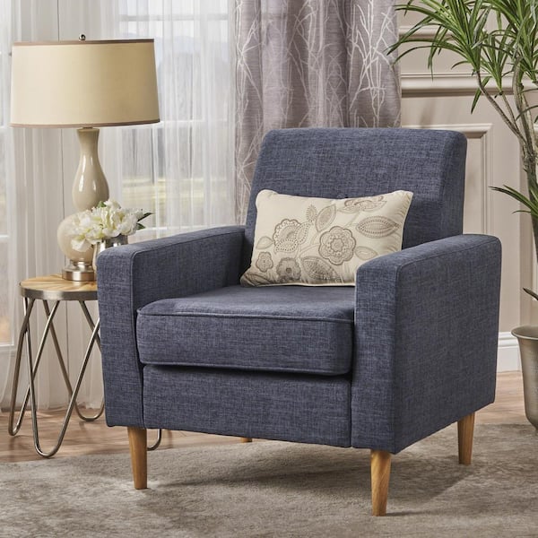 Noble House Sawyer Dark Blue Fabric Upholstered Club Chair