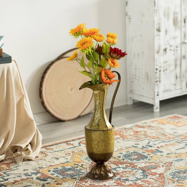 Uniquewise Small Decorative Antique Style 1 Handle Metal Jug Floor Vase for  Entryway, Living Room or Dining Room QI004441.S - The Home Depot