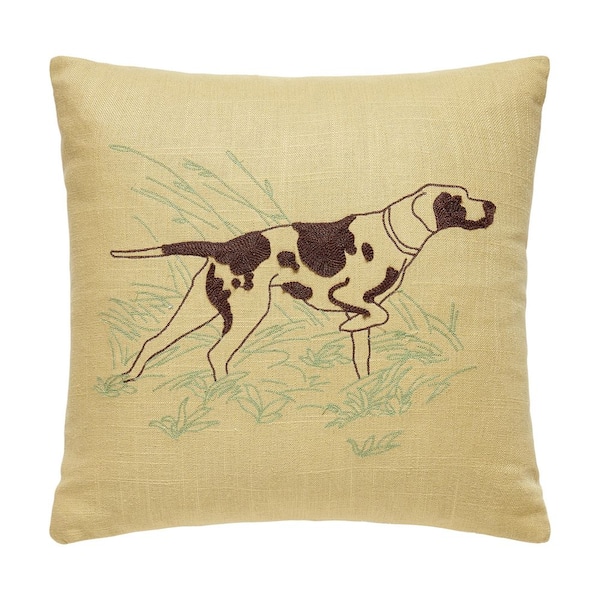 Camp Wandawega Pointer Beige Chainstitched Polyester Filled 16 in. x 16 in. Throw Pillow