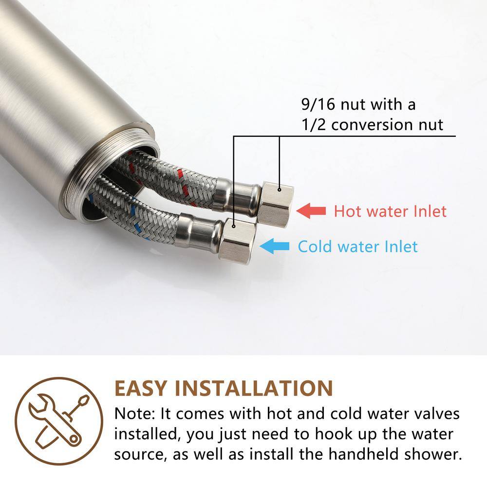 Brushed Nickel Freestanding Bathtub Faucet with Handshower