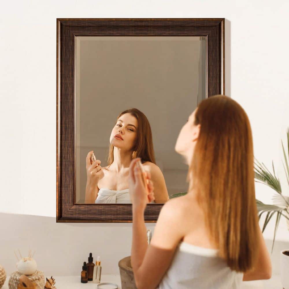 Elegant Bronze Beveled Bathroom Vanity Mirror 27.5" x 33.5"