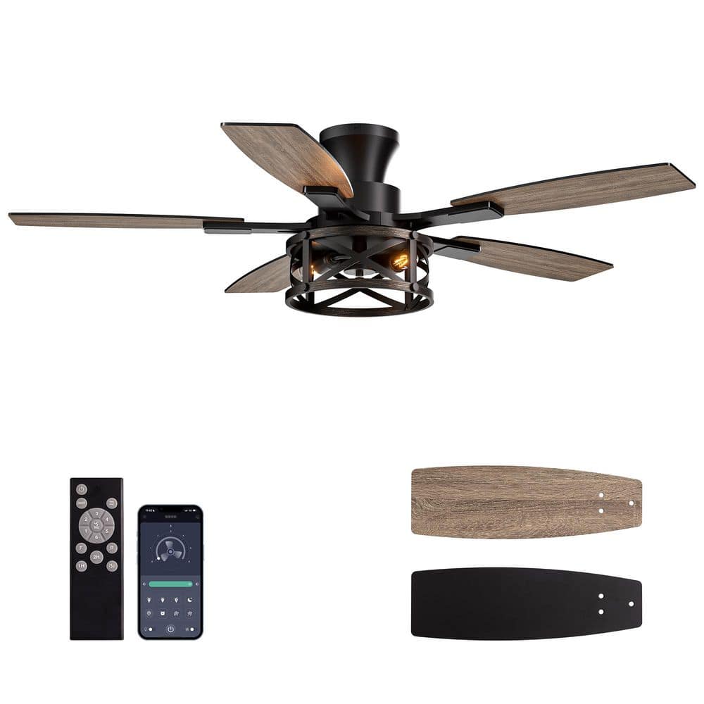 52-Inch Ceiling Fan with Light (Remote + LED) Farmhouse Black Caged, Fits Bedroom/Living Room/Patio, Indoor/Outdoor price history on PriceWatchPro
