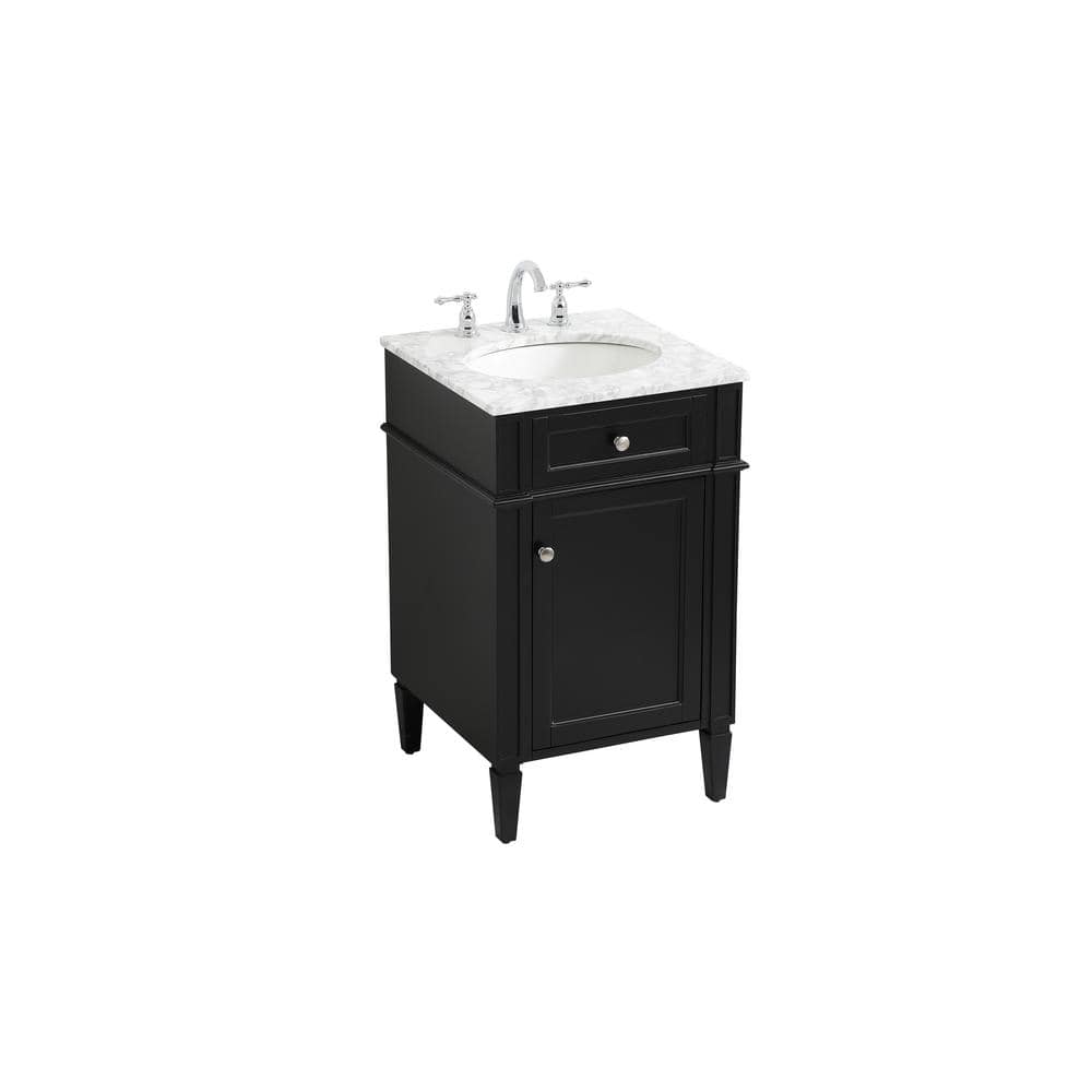 Black Marble Top Single Sink Vanity with Porcelain Basin