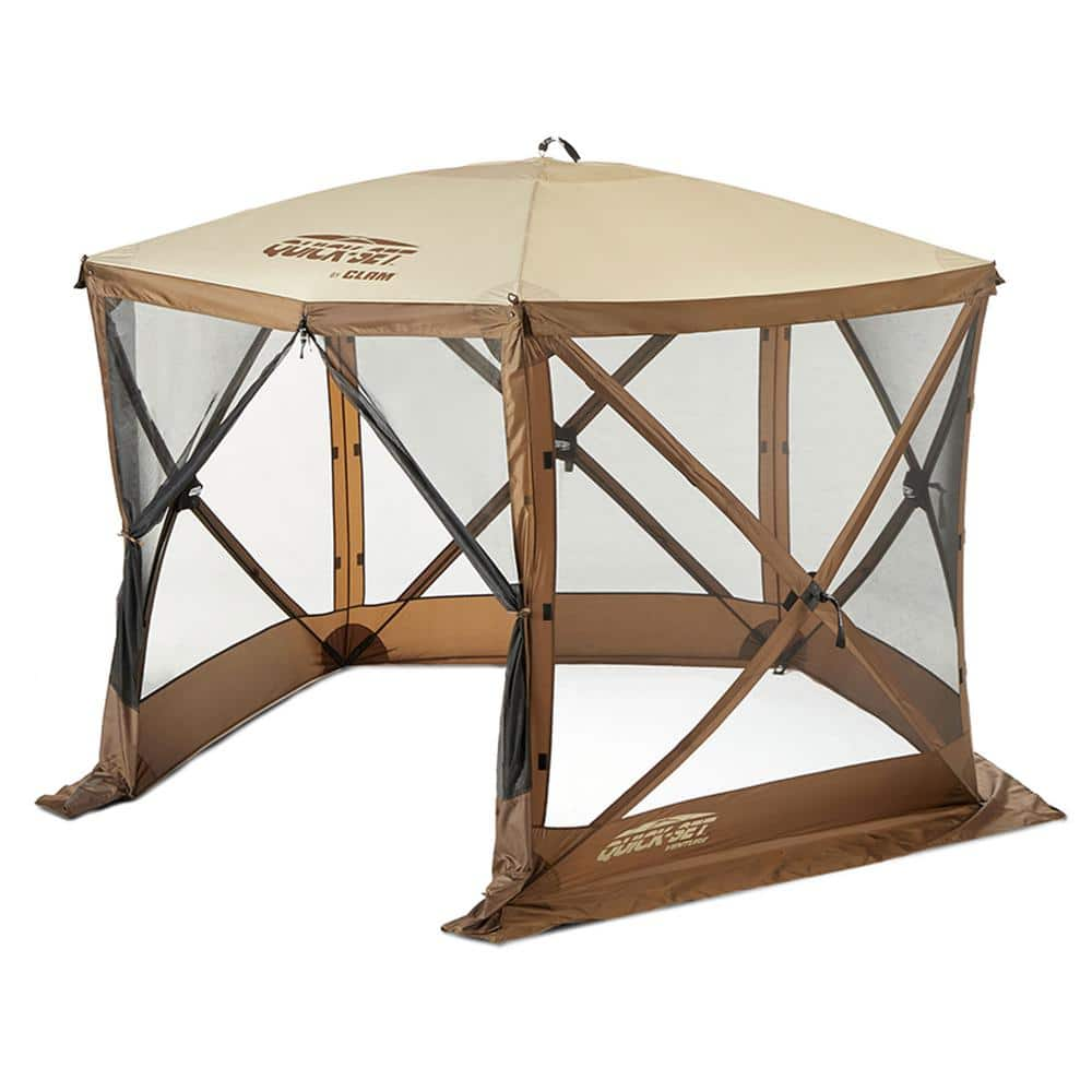 Clam Quickset Venture 5-Side Brown/Tan Roof Screen Shelter Tent with ...