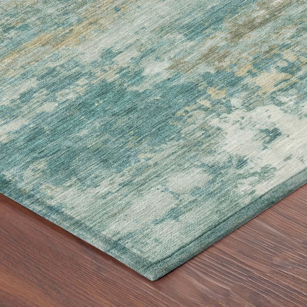 Chantille Machine Washable Indoor/Outdoor Abstract ACN2810 Aqua 9 ft. x 12 ft. Area Rug