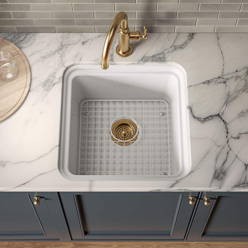KOHLER Audrine by Studio McGee Fireclay 18.6 in. Undermount Bar Sink In ...