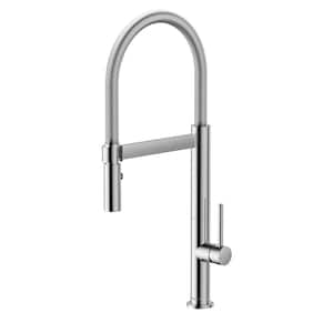 Viki Single Handle 1.8 GPM Pull Out Sprayer Kitchen Faucet with Hotcold Water Supply Lines in 2-Modes in Polish Chrome