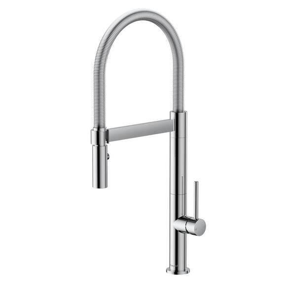 Unbranded Viki Single Handle 1.8 GPM Pull Out Sprayer Kitchen Faucet with Hotcold Water Supply Lines in 2-Modes in Polish Chrome