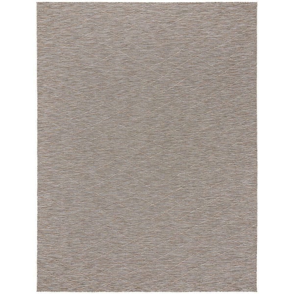 Nourison Practical Solutions Grey Mocha 10 ft. x 14 ft. Diamond Contemporary Area Rug