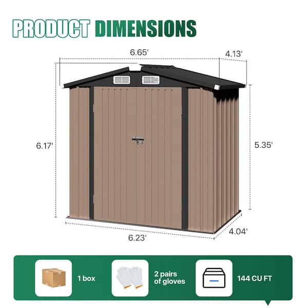 Sizzim Outdoor 6 ft. W x 4 ft. D Metal Shed with Vents for Tools