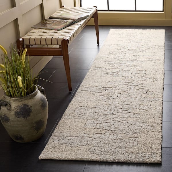 Harvest 2 ft. x 9 ft. Beige/Gray Abstract Geometric Runner Rug