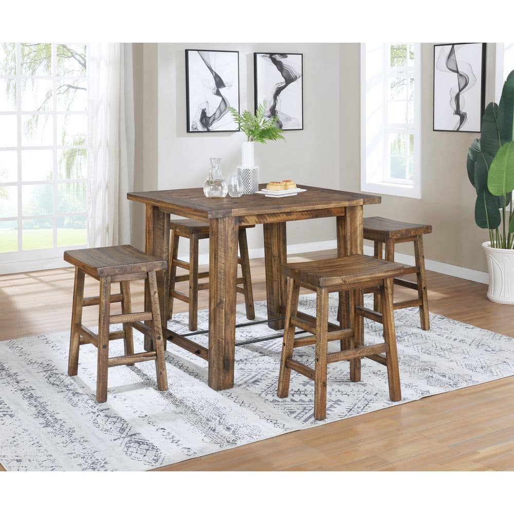 Durango 26" Brown Wood and Metal Saddle Stool