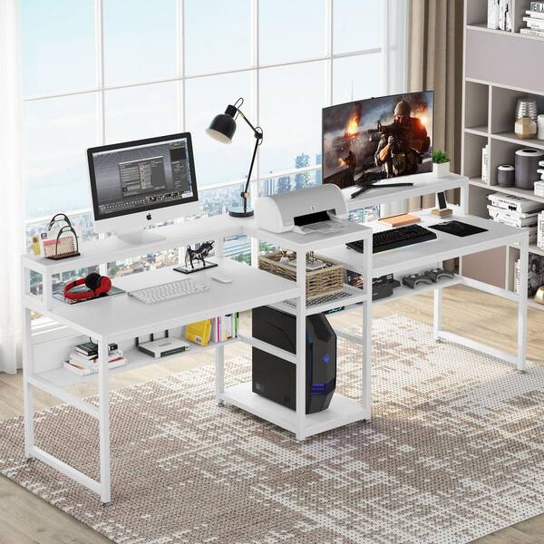 Tribesigns Overbed Table with Wheels, King Queen Mobile Computer Desk  Standing Workstation Laptop Cart, Over Bed Table with Heavy Duty Metal Leg  