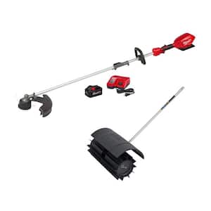 M18 FUEL 18-Volt Lithium-Ion Brushless Cordless QUIK-LOK String Trimmer 8.0 Ah Kit with M18 FUEL Rubber Broom Attachment