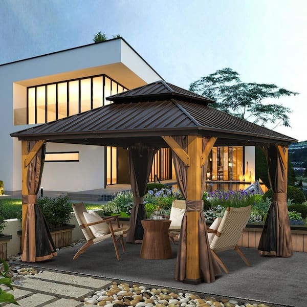 domi outdoor living 12 ft. x 12 ft. Aluminum Hardtop Gazebo with