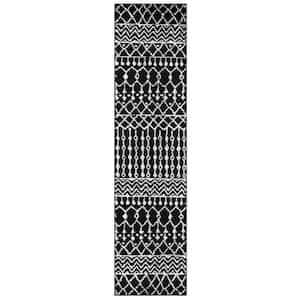 Tulum Black/Ivory 2 ft. x 11 ft. Tribal Chevron Diamond Runner Rug