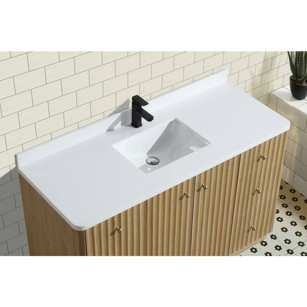 Washed Oak Single Bathroom Vanity with Quartz Top