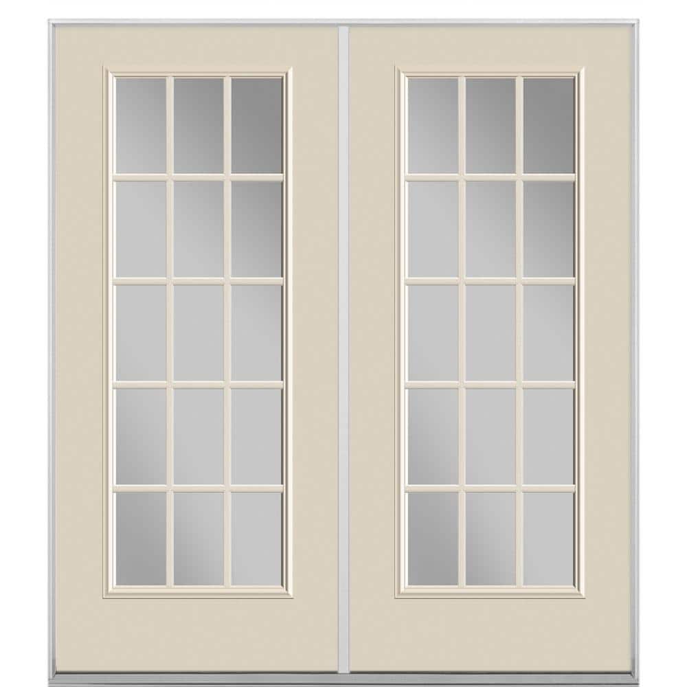 Masonite 72 in. x 80 in. Canyon View Steel Prehung Left Hand Inswing 15-Lite Clear Glass Patio Door in Vinyl Frame, no Brickmold -  32173