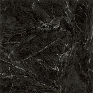 Black Marble 3 MIL x 12 in. W x 13 in. L Peel and Stick Water Resistant Vinyl Tile Flooring (30 sqft/case)