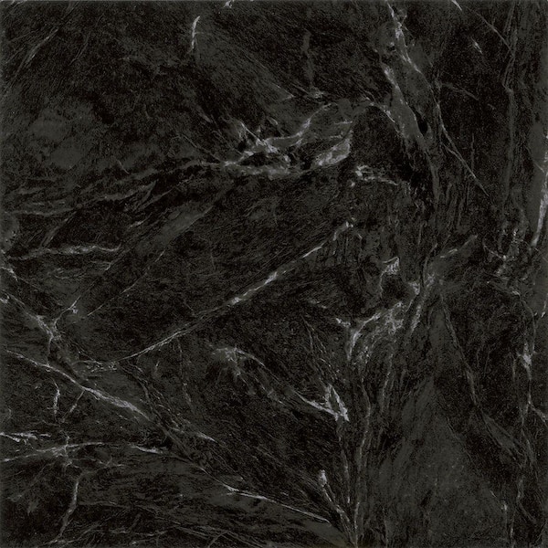 TrafficMaster Black Marble 12 in. x 12 in. Peel and Stick Vinyl Tile (30 sq. ft. / case)