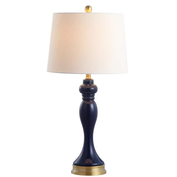 SAFAVIEH Cayson 29 in. Navy Curved Table Lamp with White Shade TBL4203A The Home Depot
