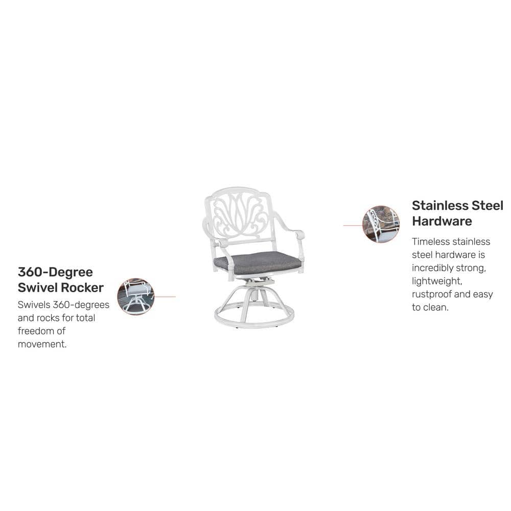Rustic Refinement White Cast Aluminum Outdoor Chair with Cushions
