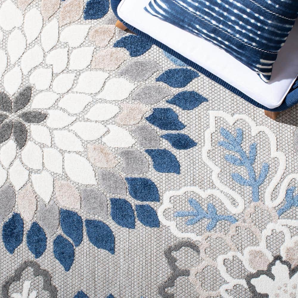 Ivory and Orange Floral Synthetic Rectangular Area Rug