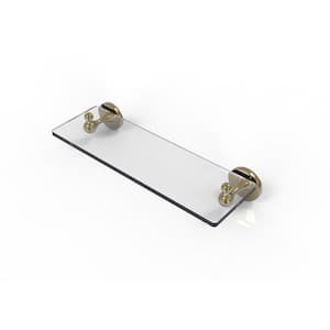 Shadwell Collection 16 in. W Glass Vanity Shelf with Beveled Edges in Unlacquered Brass