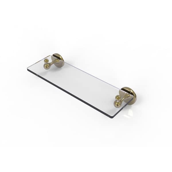 Allied Brass Shadwell Collection 16 in. W Glass Vanity Shelf with Beveled Edges in Unlacquered Brass