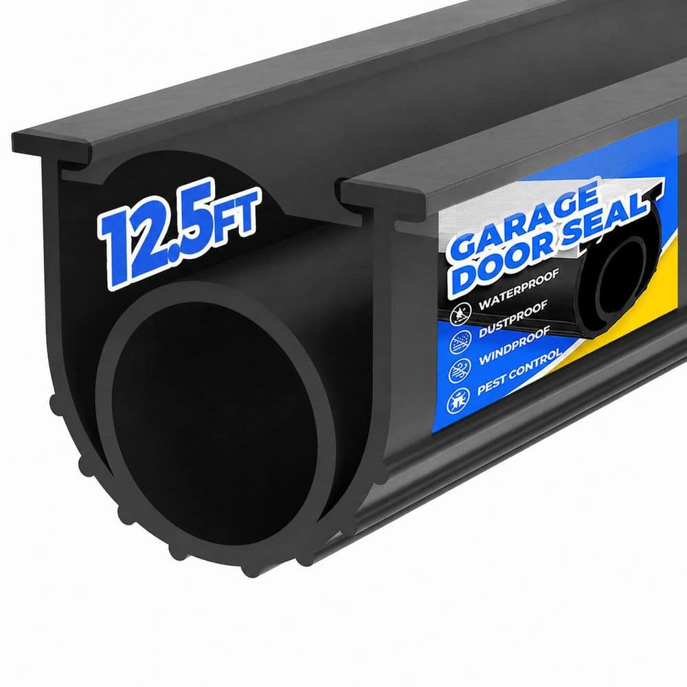 3.74 in. x 150 in. Black Garage Door Bottom Seal Weatherstrip Flexible EPDM U-Shape Wind Rain Leaf Barrier Kit price history on PriceWatchPro