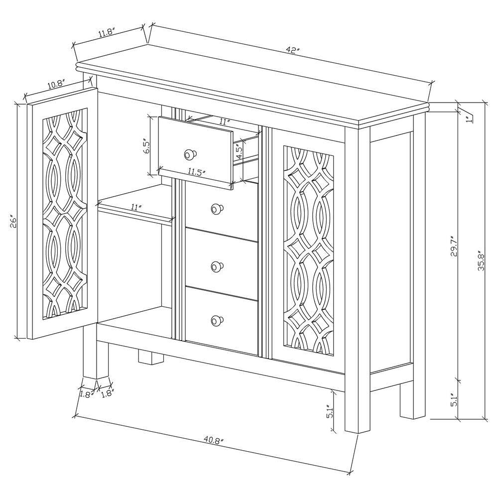 Antique Blue Wooden Accent Cabinet with Mirrored Doors