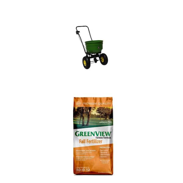 50 lbs. Push Broadcast Spreader and Fairway Formula 45 lbs. Fall Lawn Fertilizer (30-0-12) Combo