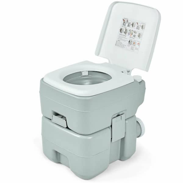 JAXPETY 2.6 Gal. Gray Porta Potty Portable Toilet No Leakage Camping RV  Outdoor Toilet TY91Y0181 - The Home Depot
