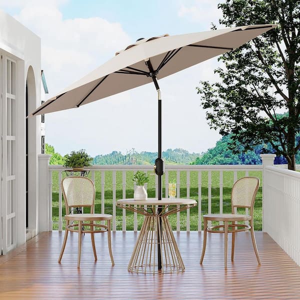 Garvee 10 ft. Patio Umbrella, Waterproof and UV Protection Round Market  Umbrella in Beige with Crank Lift and Tilt TYYPPG_334UHGSQ - The Home Depot