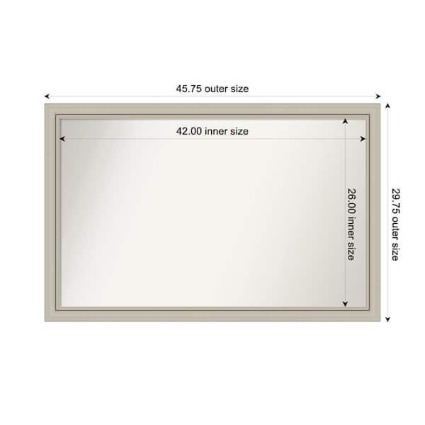 Amanti Art Romano Silver Narrow 45.75 in. x 29.75 in. Custom Non-Beveled Wood Framed Bathroom Vanity Wall Mirror