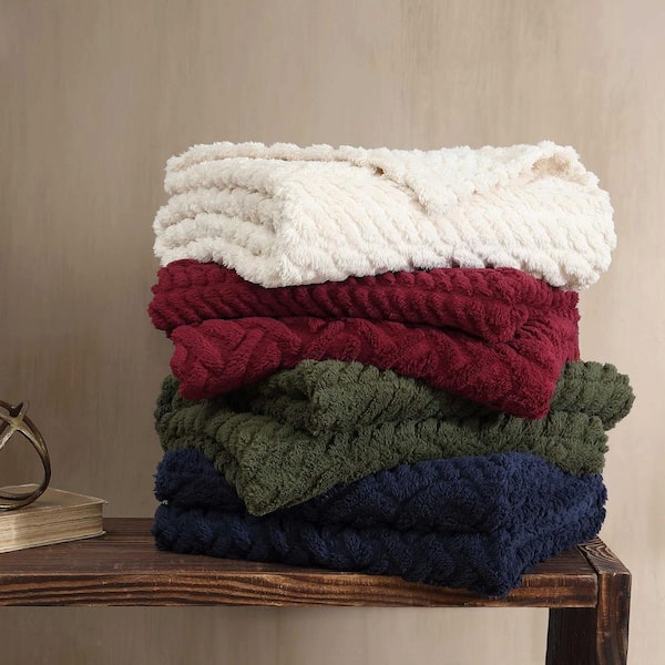 Nautica Declan Green Sherpa 50 in. x 60 in. Throw Blanket