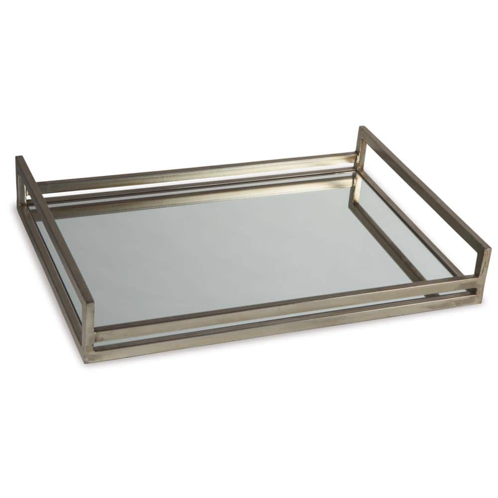 Contemporary Gold Square Glass Serving Tray 19.75"