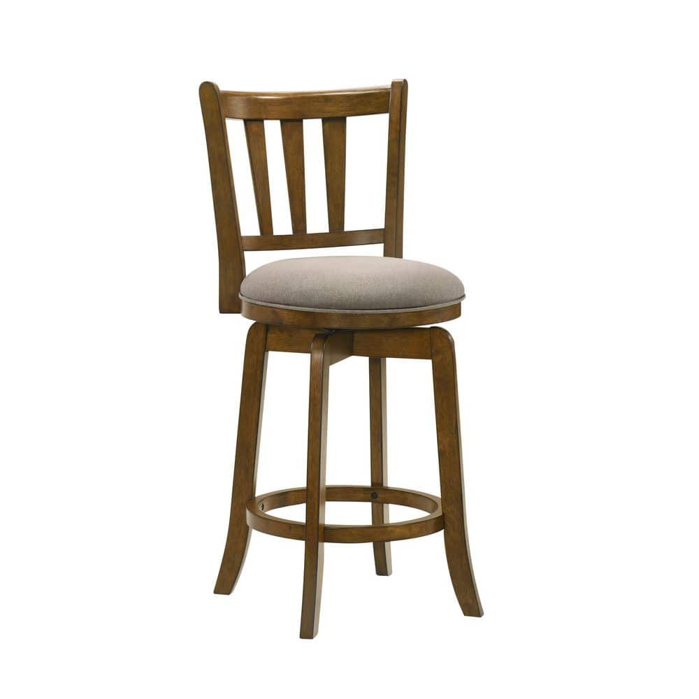 Wren  Swivel Wood Counter Height Bar Stool in Sepia Brown Finish with Static Gray Fabric Upholstered Seat - Set of 4 price history on PriceWatchPro