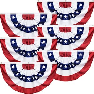 1.5 ft. x 3 ft. USA Patriotic Half Pleated Fan Flag for Outdoor Garden Decor (6-Pack)
