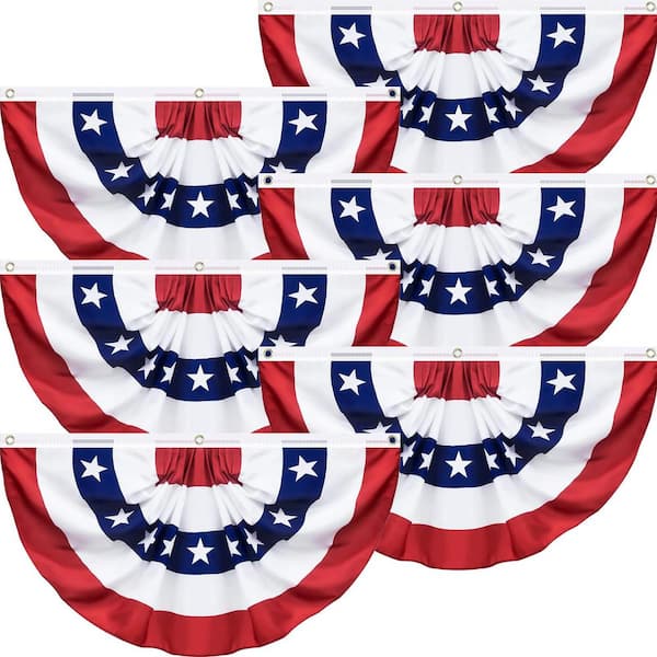 Angel Sar 1.5 ft. x 3 ft. USA Patriotic Half Pleated Fan Flag for Outdoor Garden Decor (6-Pack)