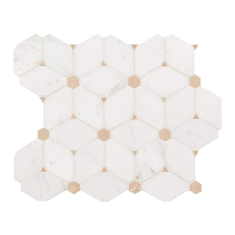 MSI Cecily Creme 11 in. x 13 in. x 0.38 in. Polished Marble Mesh