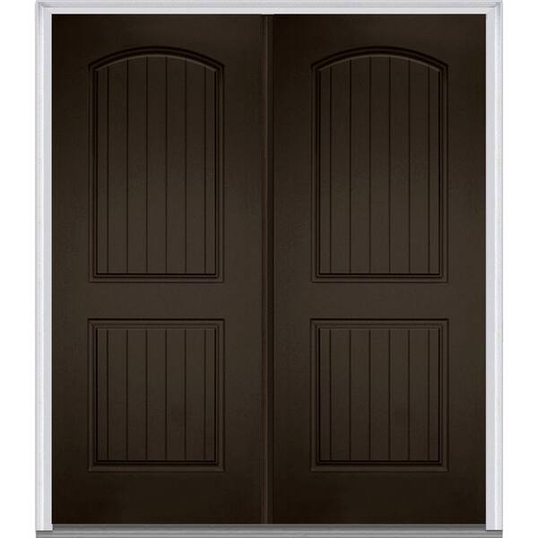 MMI Door 72 in. x 80 in. Classic Left-Hand Inswing 2-Panel Planked Painted Fiberglass Smooth Prehung Front Door with Brickmould