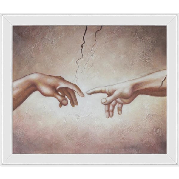 LA PASTICHE Creation of Adam by Michelangelo Galerie White Framed Abstract Oil Painting Art Print 24 in. x 28 in.